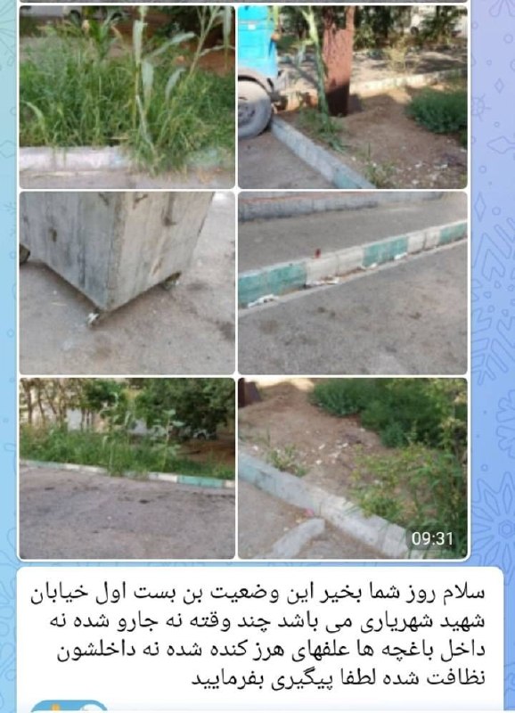 کانال خبری کیانشهر: گلایه ا شهروند از وضعیت نامطلوب نظافت معابر یکی از اهالی محترم خیابان شهید شهریاری با ارسال این عکس ها، از وضعیت نظافت ک