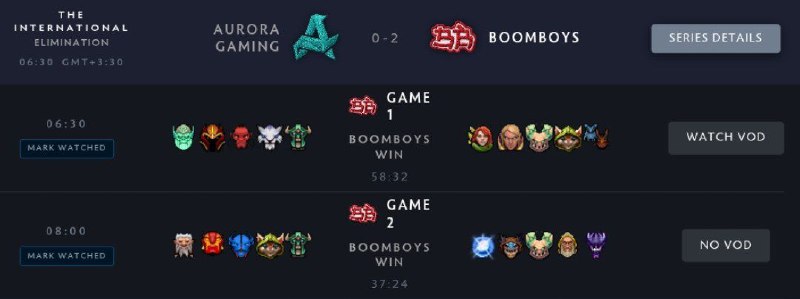 💀 دوتا ٢ باز 💀: نتایج مرحله حذفی تا به اینجا،VICI GAMING و AURORA GAMING حذف شدند و از مرحله اصلی جا ماندند.دوتا۲بازنتایج مرحله حذفی تا 