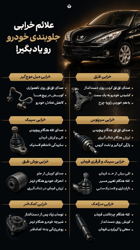 پایگاه خبری البرز: علائم خرابی جلوبندی خودرو رو یاد بگیر! اگر این علائم را در خودروی خود داشتید حتما خود را به تعمیرگاه برسانید.@News_Albor