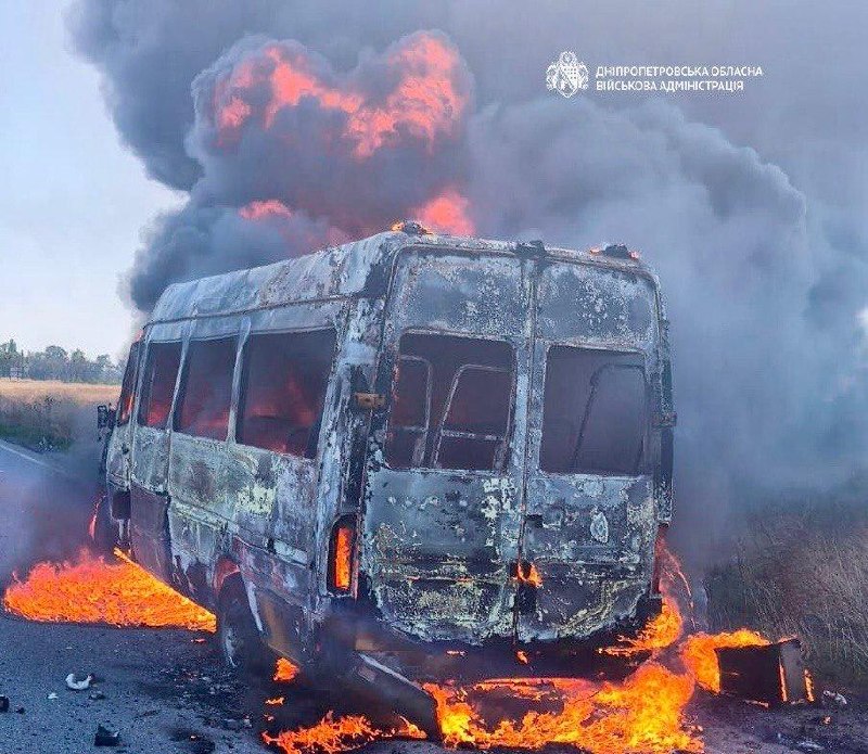 У Дніпропетровській області дрон атакував маршрутку, поранено 7 людей
