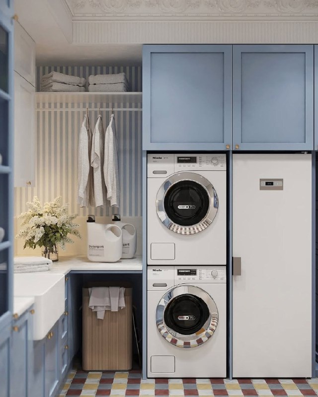 Небесно голубой дизайн постирочной Мы в МАХ | Уголок дизайна - изображение 2 - небесно, голубой, дизайн