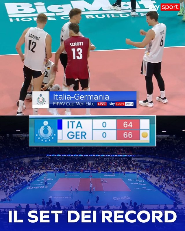 خبرورزشی‌ جام جهانی | اخبار فوتبالی و ورزشی: 🏐🇩🇪🇮🇹 پششششششمامممم دیشب تو بازی دوستانه والیبال بین ایتالیا و آلمان رکورد طولانی ترین و پر امتیازترین ست تاریخ والیبال 