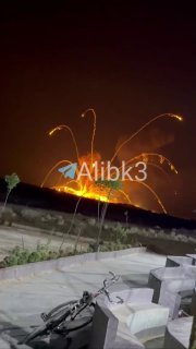 The moment an ammunition depot exploded in the Syrian countryside of Aleppo.