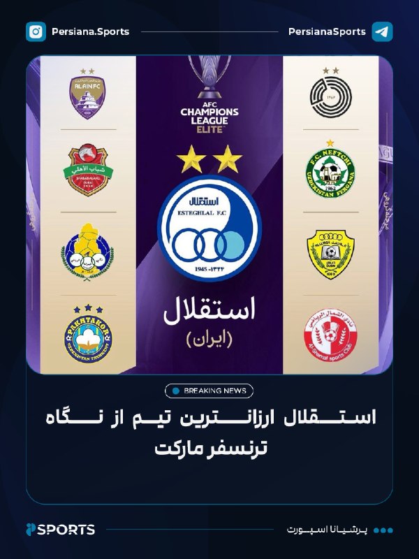 💙 عاشقان استقلال 💙: 🔵 استقلال ارزانترین تیم از نگاه ترنسفر مارکت استقلال امروز حریفان آسیایی خود در لیگ نخبگان را شناخت؛ رقبایی که از نظر ما