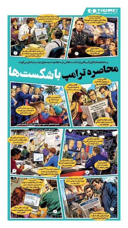 همشهری اصفهان: 📊رسانه‌ها و تحلیلگران آمریکایی از شکست نظامی ایالات متحده در منطقه و تشدید بحران ترامپ در داخل می‌گویند@hamshahri_info