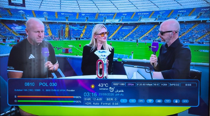 ماهواره استور: فید مسابقات لیگ الماس دوومیدانی در لهستان📡 Eutelsat 16A @ 16.0°E📶 10985 V 9600🆔 POL 030🔑 CW: AB BA 26 8B DC AE 08 92