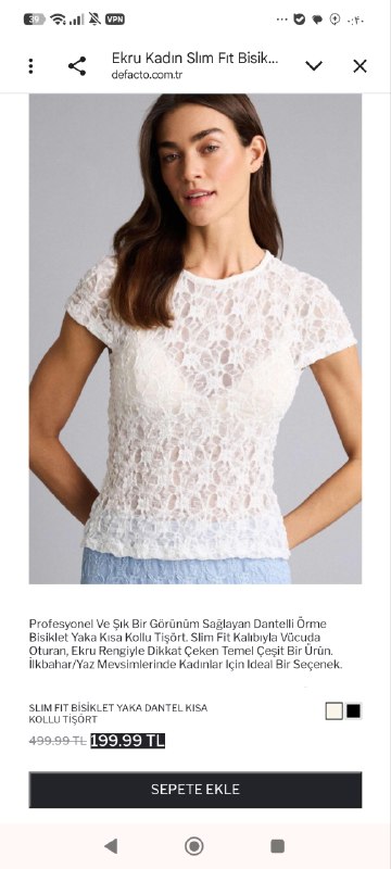 onlineshop خرید آنلاین ترکیه مانی شاپ: https://www.defacto.com.tr/slim-fit-bisiklet-yaka-dantel-kisa-kollu-tisort-3448931برند دفکتو سایز L#موجود در تهران ارسال
