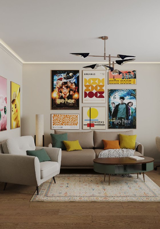 Сделали гостиную 17,3 кв.м по-мужски , но без бородатых стереотипов с характером и чувством юмора. Нейтральный бежевый диван и минималистичное крес... - изображение 1 - тонах, ковёр, акцент