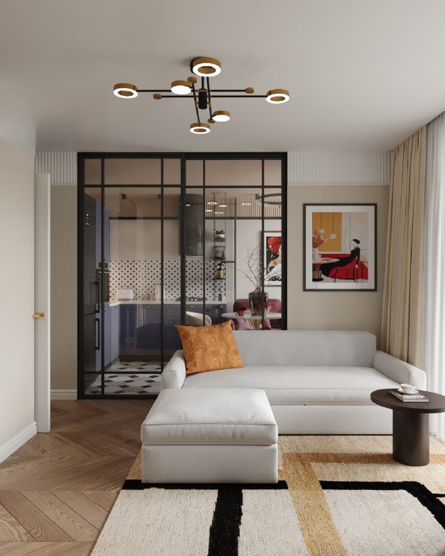 Квартира 41 м для девушки Главной задачей стало создание яркого, тёплого и по-настоящему оригинального интерьера. Каждая деталь здесь подчинена иде... - изображение 4 - пространство, полностью, интерьер