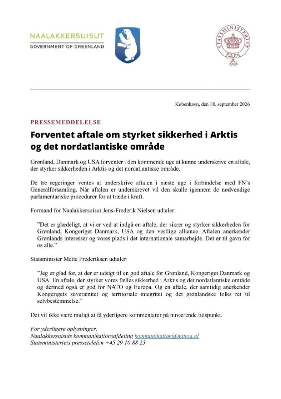 بانک ایران: ⭕️توافق آمریکا، دانمارک و گرینلند در آستانه امضا🔵دولتهای دانمارک و گرینلند با انتشار بیانیهای رسمی اعلام کردند که قرار