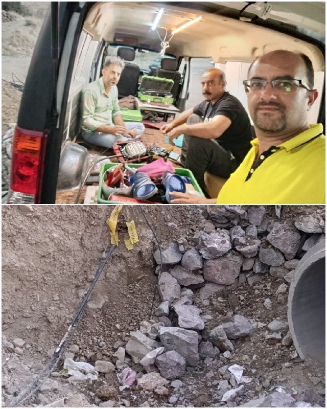 پایگاه خبری تارود: 📸 خسارت به فیبر نوری مخابرات در محور رودهن ـ مهرآباد/ اختلال گسترده در شبکه مخابراتی بر اثر حفاری غیرمجاز اداره راهداری🔹