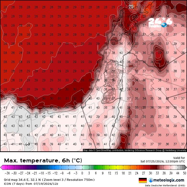 🇮🇱 שרב כבד בשבת הקרובה? כך לפחות המודל הגרמני חוזה. שלמה מזג אוויר.