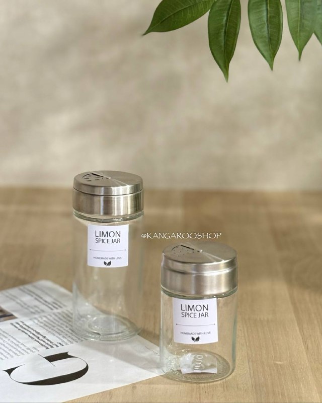 Kangarooshop: ⭐️ محصول جدید ⭐️🌸 جاادویه شیشه ای درب فلزی استیل✅حجم به ترتیب : 140_200 cc✅📦۳۶ عدد✅سایز کوچک کد ۲۳۸۳ : ۳۲۲۰۰۰ ت✅سایز بزر