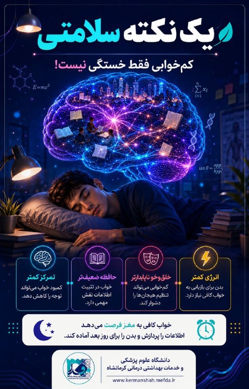 کرمانشاه مفدا: 💠 #اینفوگرافیک / سری اینفوگرافیک های «یک نکته سلامتی»😴 کم خوابی فقط خستگی نیست!🔘 تهیه شده در تیم تولیدمحتوا رسانه دانشجو