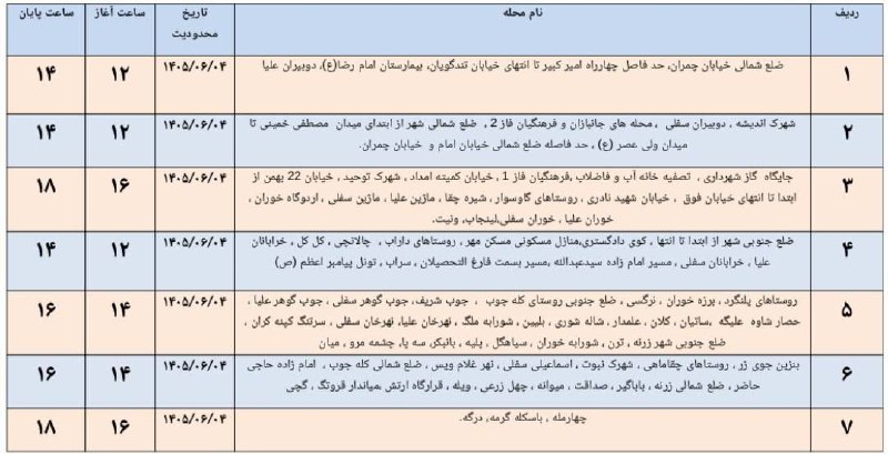 ◾️ایوان کلهر◾️◽️: 🔊اطلاعیه به اطلاع مردم شریف شهرستان ایوان می رساند در راستای مدیریت بار مناطق یاد شده روز چهارشنبه مورخه‌ی ۰۴ شهریور ماه