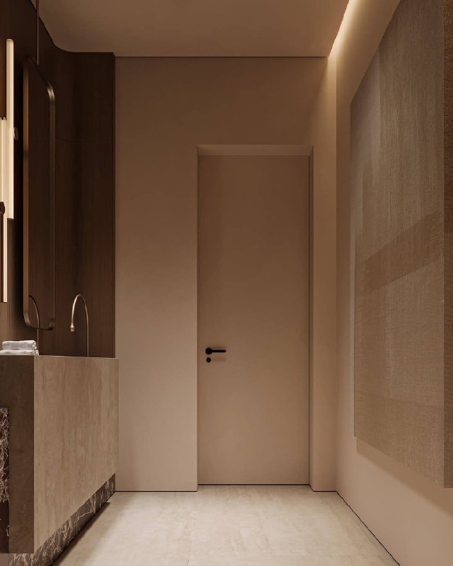 Тёплый интерьер сан. узла для любителей минимализма. Автор проекта leqb architects . - изображение 5 - тёплый, интерьер, сан