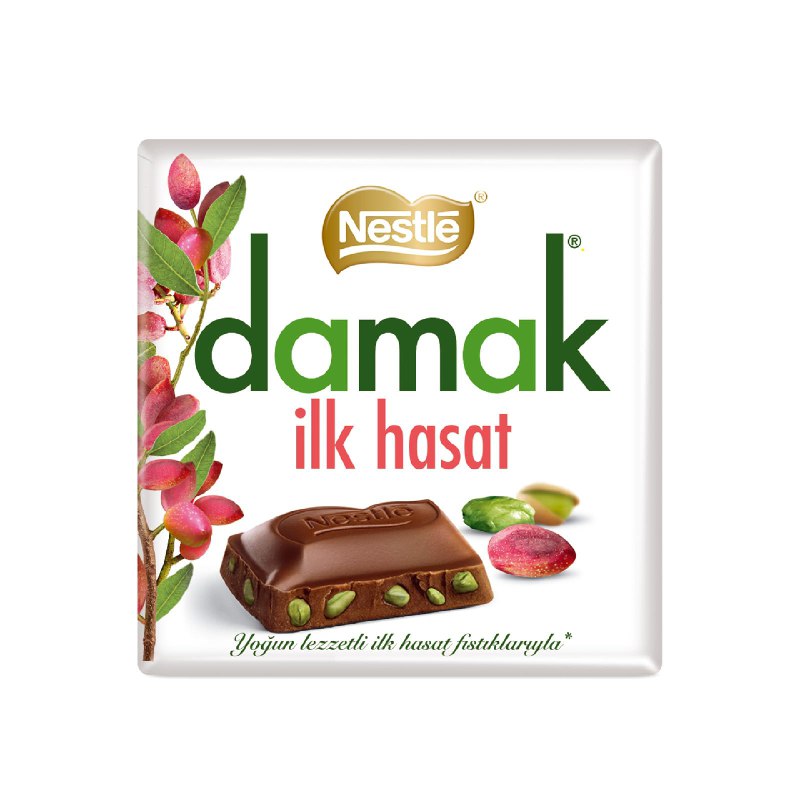 Nestlé Damak İlk Hasat Sütlü Antep Fıstıklı Kare Çikolata, 60 g, 1 Adet - 1 Adet