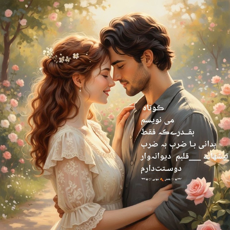 🕊🌹دنیای عاشقی🌹🕊: 🕊❤️ڪوتاه 🕊❤️می نویسم🕊❤️بقــدرےڪہ فقط🕊❤️بدانی بـا ضرب بہ ضرب🕊❤️ تپشهاے _قلبم دیوانہ‌وار🕊❤️دوسـتت‌دارم