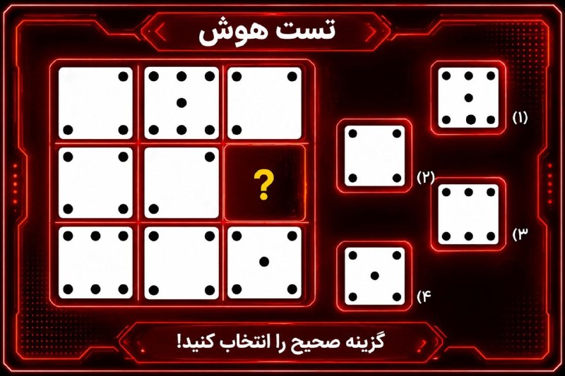 یزدرسا: 🧠 #تست_هوش | شکل درست کدام است؟!🧩 به جای علامت سؤال کدام شکل قرار می‌گیرد؟🤔 با دقت به الگوی شکل‌ها نگاه کن و گزینه درست 