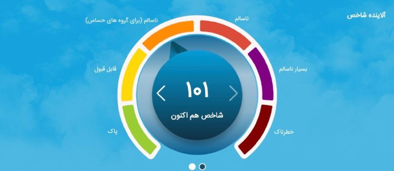 صدای تهران | خبر فوری 🔖: 🔴 هوای تهران ناسالم شد🔵 شاخص کیفیت هوای امروز پایتخت روی عدد ۱۰۱ و در وضعیت ناسالم برای گروه‌های حساس قرار گرفت.@seday_t