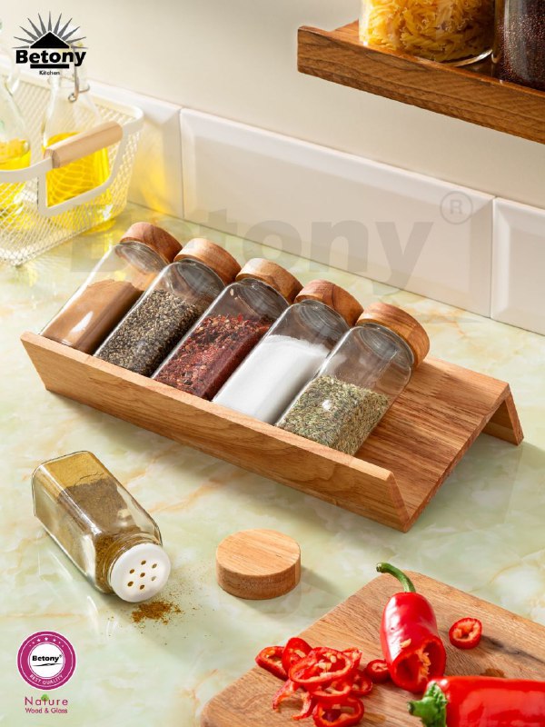 Betony shop 55183773 (میرزاحسین)تولید و پخش: ادویه ۶ تایی خطی سلنا Betonyابعاد ۳۲ در ۱۴ سانت ، ارتفاع ۶ سانتکارتن ۶ عددکیفیت چوب و شیشه درجه ۱@betony_shop👨🏻‍💻Admin: 