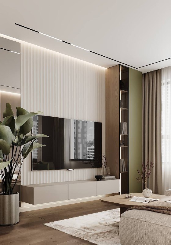 Интерьер квартиры в современном стиле с нейтральной цветовой палитрой. Мягкие текстуры, элегантные линии и стильные акценты, создающие атмосферу уюта. - изображение 7 - интерьер, квартиры, современном