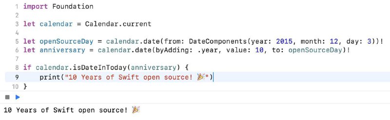 Swift 10 летСтукнуло ровно 10 лет тому, как Swift впервые появился в опенсорсе! Если захотите вспомнить, как это было, можете перечитать старый пост.