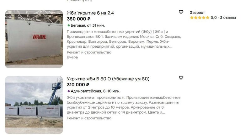 На Росії та на окупованих територіях почали продавати індивідуальні залізобетонні укриття