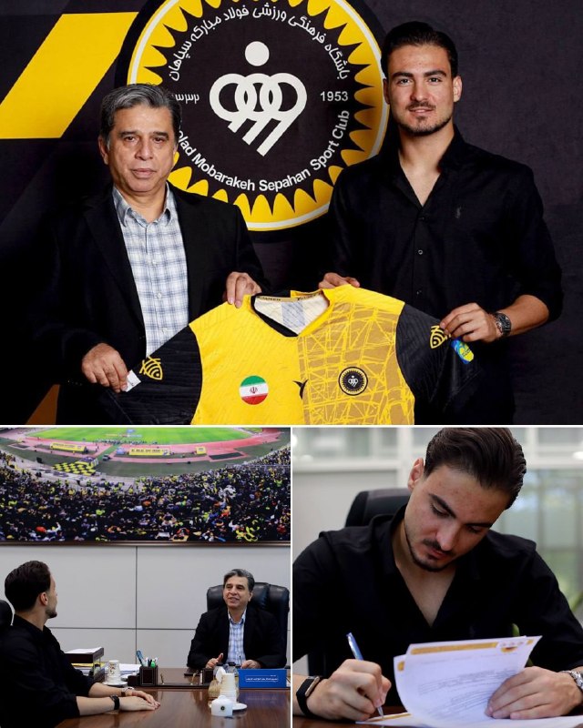 فوتبالی | Footballi.net: 🟡 لحظه‌ امضای قرارداد کسری طاهری با سپاهان✅⚽️ کسری طاهری که از سپاهان راهی روبین کازان روسیه شده بود با عقد قراردادی ۴ س