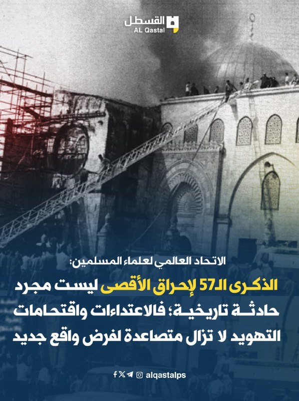 الاتحاد العالمي لعلماء المسلمين يحذّر من تصاعد اقتحامات الأقصى