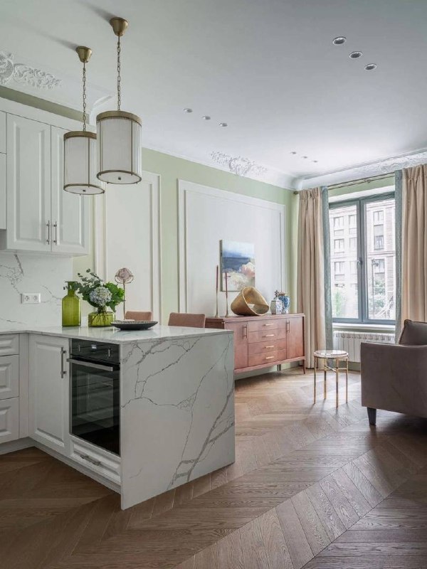 Классический интерьер в духе времени. Дизайнеры сделали ставку на свежую природную цветовую гамму с яркими акцентами и создали уютную, эстетичную а... - изображение 2 - классический, интерьер, духе