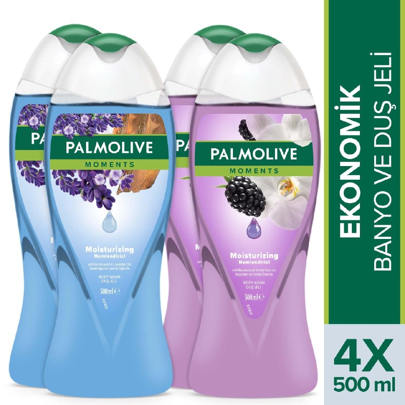 Palmolive Moments Lavanta Yağları ve Böğürtlen ile Nemlendirici Banyo ve Duş Jeli 500ml x 4 Adet