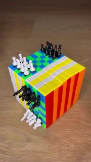 Chess played on a rotating Rubik’s Cube boardScience and facts💡