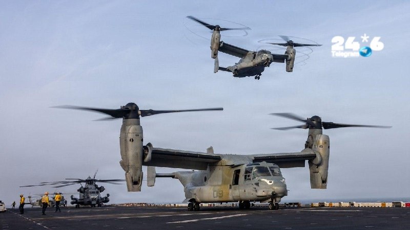 🇮🇱 כלי טיס מסוג MV-22B אוספריי של חיל הנחתים האמריקאי ממריאים מסיפון הטיסה של אוניית התקיפה האמפיבית בוקס…