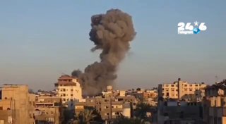 🇮🇱 תיעוד מהתקיפה בדיר אל-בלח, בעזה דיווחו על כמה פצועים.