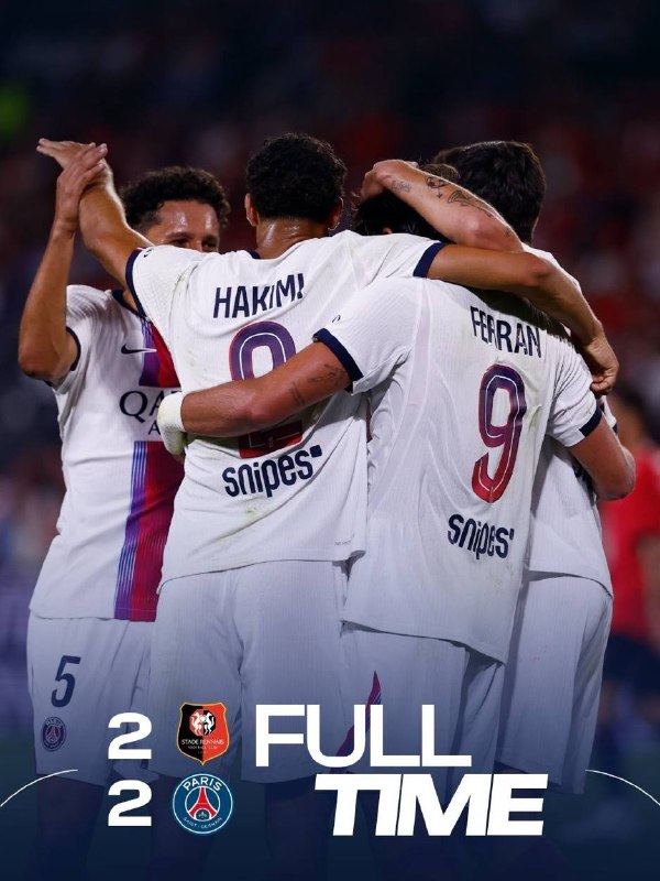 پاریسن ژرمن | Paris Saint Germain: 📌پایان بازی⚽️پاریس3️⃣🆚3️⃣⚽️رن ⚽️ گلزنان بازی: ⚽️فران تورس(2بار) برای پاریس⚽️زیمانسکی و لیپائول برای رن⁉️نظرتون راجب بازی