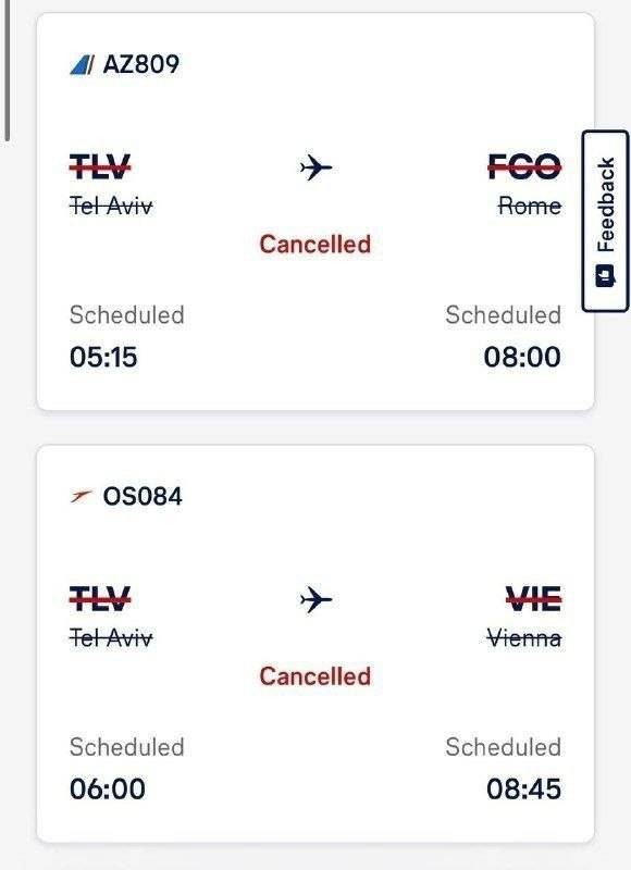 🚨 ערוץ 12 שובי ישראל: אוסטריאן איירליינס וחברת Aytia ביטלו את טיסותיהן לשבי ישראל על רקע החששות מהסלמה במת…