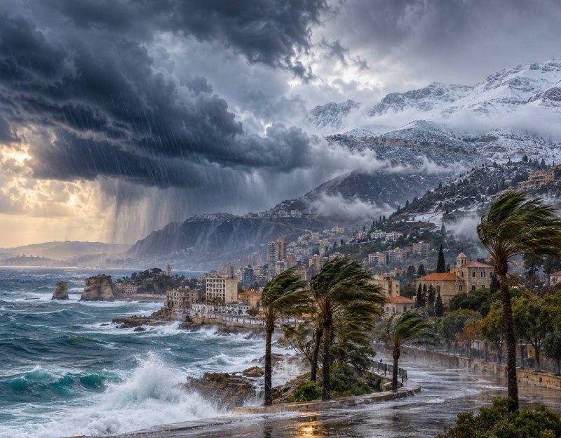 Good news for winter lovers... a low tide starts to affect Lebanon from today: heavy rain, a drop in temperatures, and an active wind speed that may reach about 60 km/h in some areas and increase in the highlands!