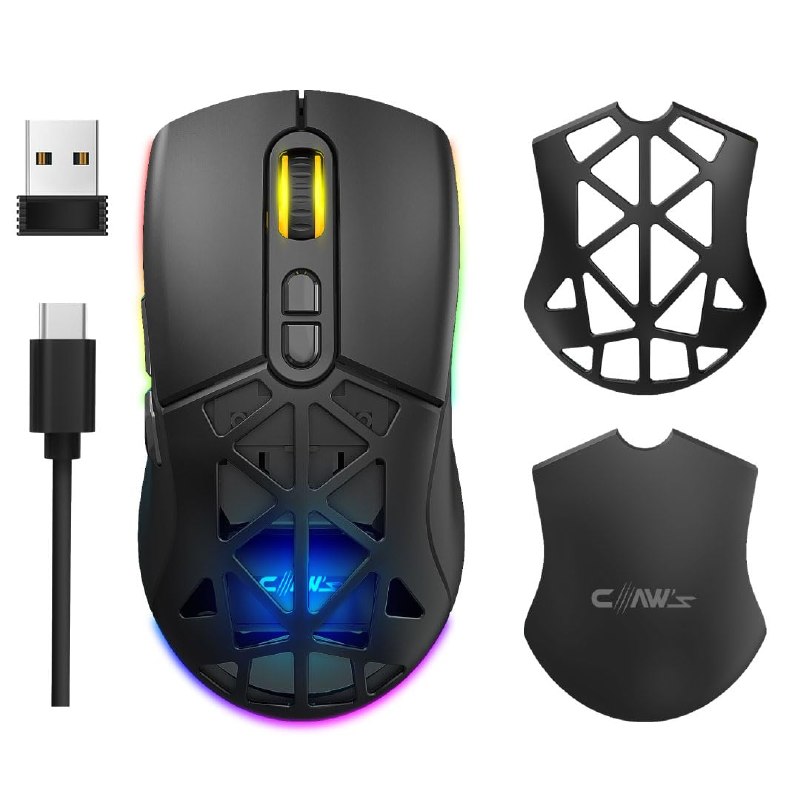 Claws Nexus Air Kablosuz 10000 Dpi Pixart PMW3325 Sensör Makro Yazılımlı Değiştirilebilir Kapaklı RGB Kablosuz Gaming Mouse - Siyah Claws Nexus