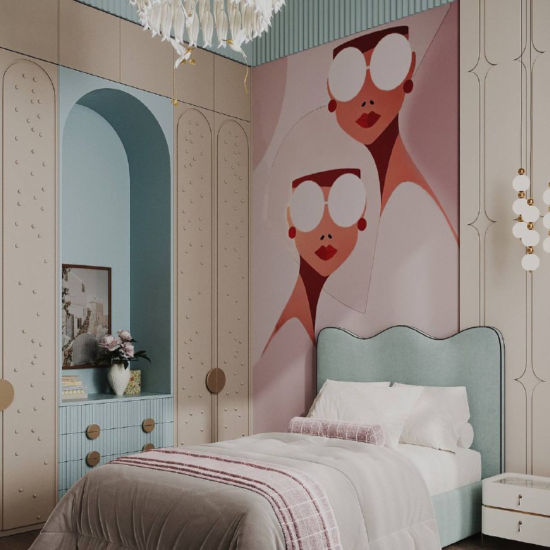 Нежный проект комнаты в цвете Тиффани . Мечты, вдохновение и волшебные воспоминания о детстве. Дизайнер Алёна Тоцкая Портфолио смотрите на - изображение 2 - нежный, проект, комнаты