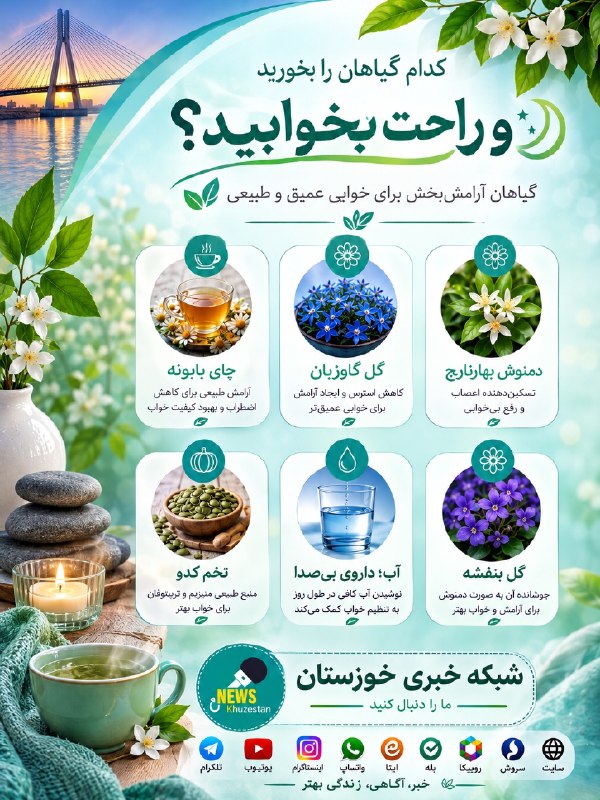شبکه خبری خوزستان: 🔺کدام گیاهان را بخورید و راحت بخوابید؟#اطلاع_رسانی_کنید 📣کانال اخبار موثق و فوری جنگ را به دوستانتان معرفی کنید👇https://