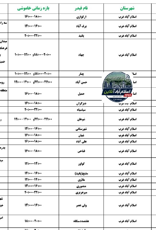 👈اسلام اباد انلاین👉: 🔴برنامه قطعی برق شاباد ۲۶ مرداد 🆔 @SHABADO