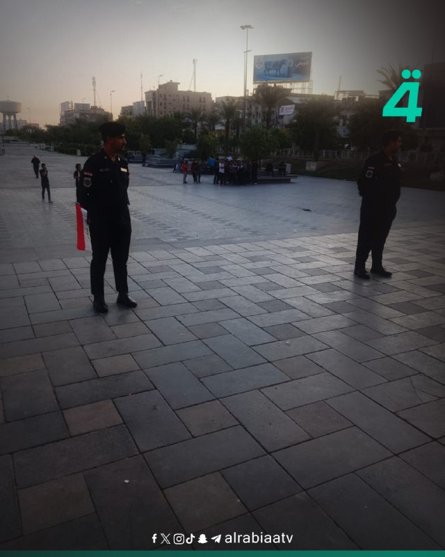 כוחות הביטחון פרוסים בכיכר תחריר במרכז בגדד כדי לאבטח את ההפגנות ---