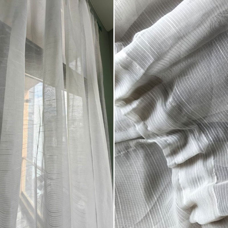 Тюль, 2 шт. Постиранная. Нижняя часть в плохом состоянии, с зацепками. Если обрезать — подойдет для — фото 1