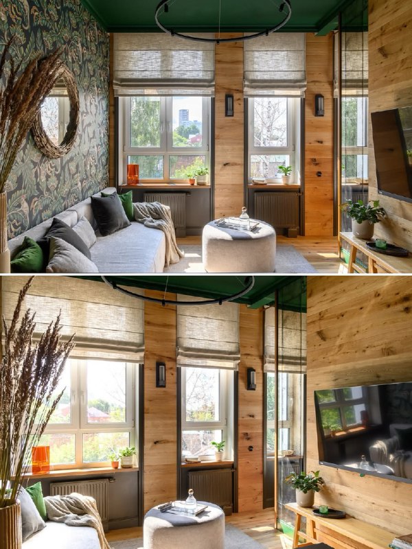 Квартира для молодой девушки-студентки. Её пожелания к интерьеру включают использование темно-зелёного цвета, деревянной фактуры и живых растений. ... - изображение 5 - квартира, молодой, девушки