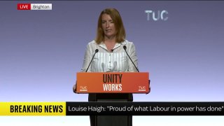 Britain's first foreign secretary, Louise Hay, said Britain "will no longer stand by while innocent children are killed in Gaza."
