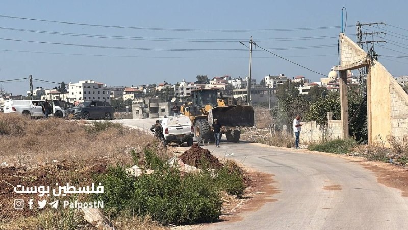תמונות: צבא הכיבוש ממשיך לבצע פעולות הריסה ברכוש אזרחים בכביש העוקף ממזרח לג'נין.