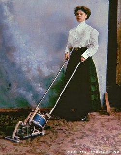 Woman testing a new vacuum cleaner, 1899Time Machine | Historical Photo