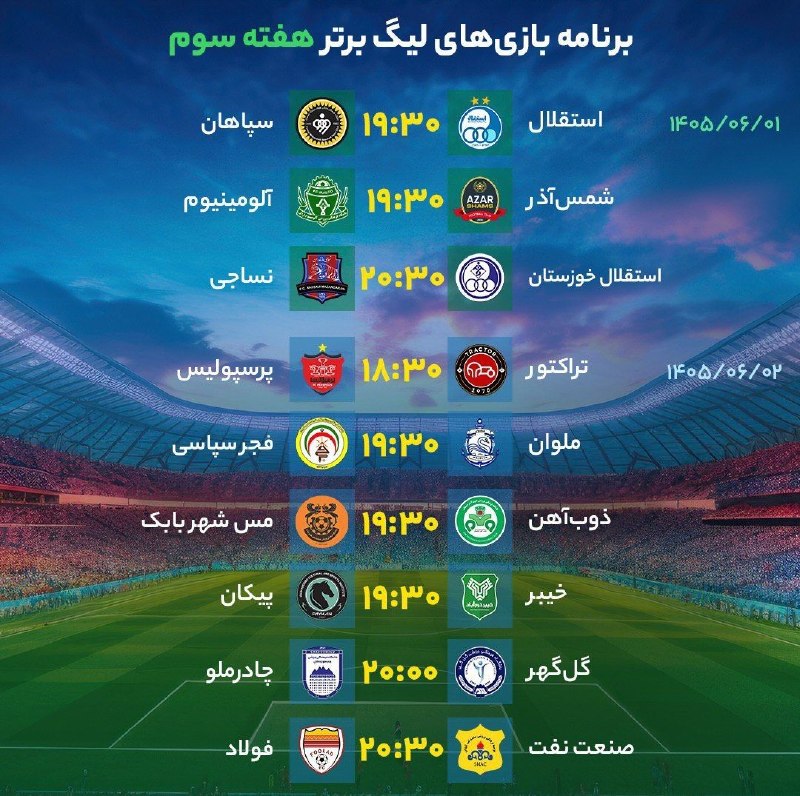 تیراختور/Tiracturclub: جدول رده‌بندی لیگ‌برتر در پایان هفته دوم 🆔 @Tiraxturبرنامه بازی‌های هفته سوم لیگ‌برتر 🆔 @Tiraxtur