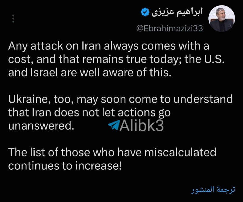 יו"ר הוועדה לביטחון לאומי של איראן: